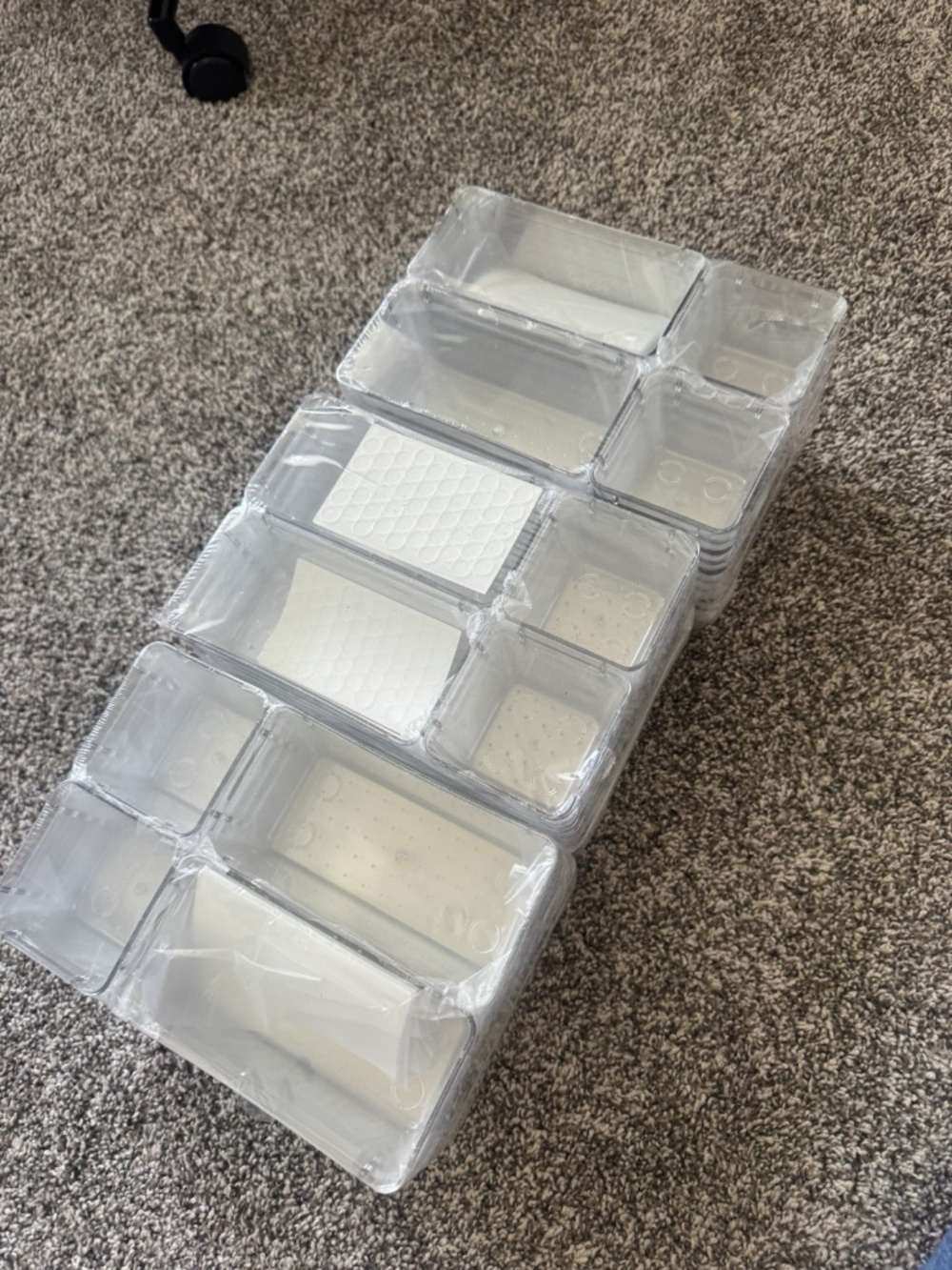 3 pack of 25-Pack Clear Plastic Drawer Organizer Trays, 4 Sizes, Non-Slip